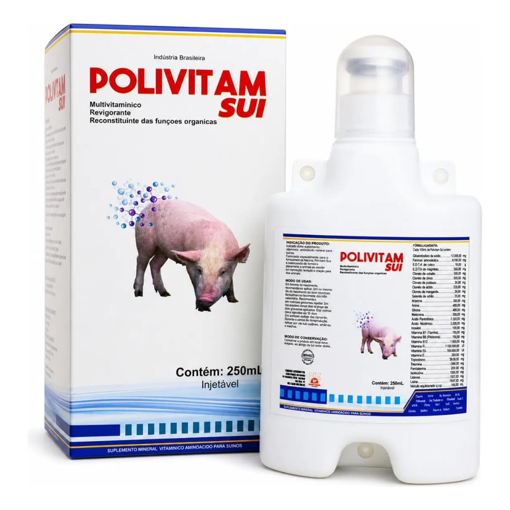 Polivitam Sui Suplemento Vitamínico para Porcos Crescimento e Ganho de Peso Acelerado e Saudável