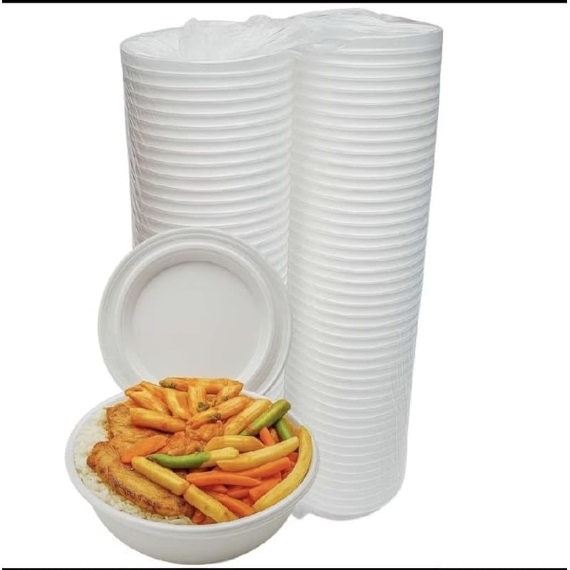Prato Marmitex De Isopor Com Tampa Capacidade 750-ML Formato Redondo Ideal Para Marmitas Deliverys Restaurantes.