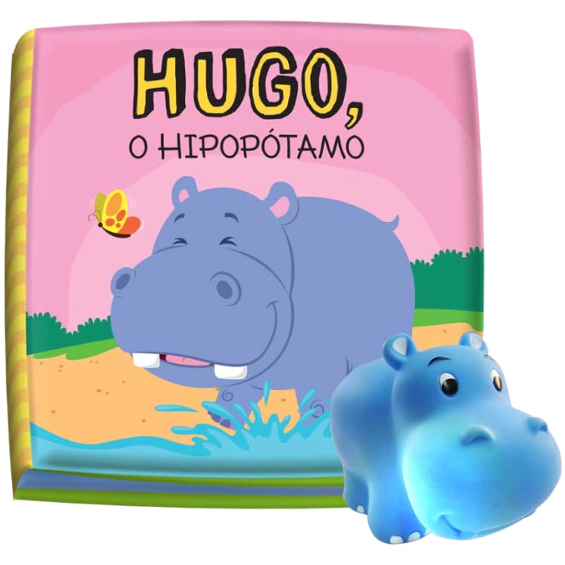 Livro de Banho HUGO, O HIPOPÓTAMO Com Bichinho que acende