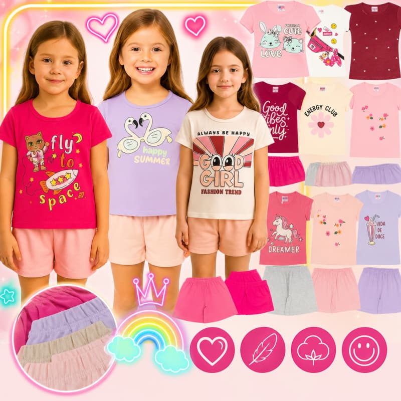 Kit Conjuntos Infantil Menina Do Tamanho 01 Ao 14 Anos Conjuntos Infantil Roupa Bebe Menina Sortido