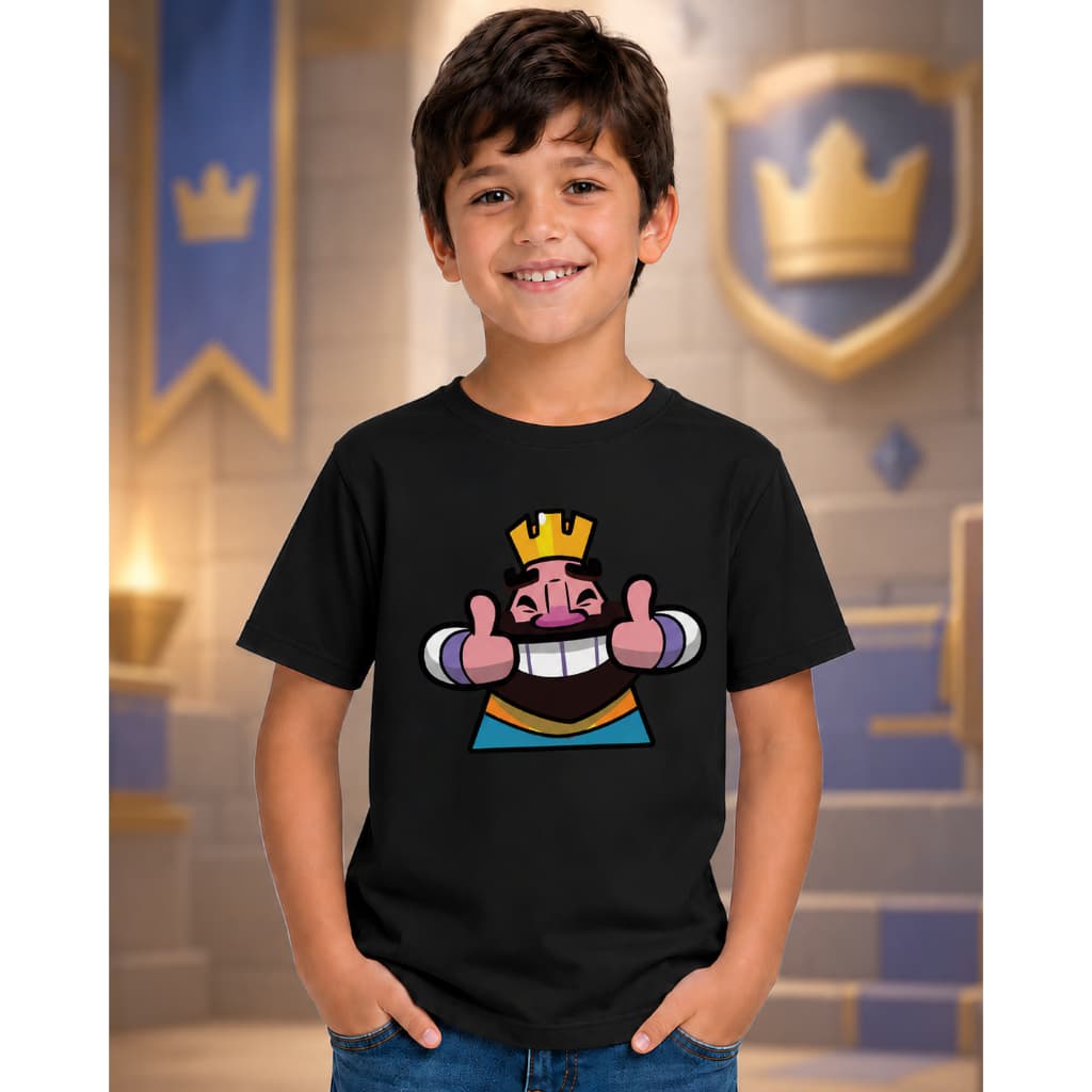 Camiseta Infantil Rei Clash Royale Algodão