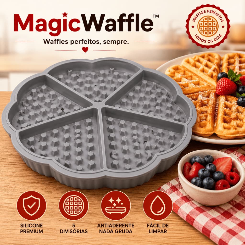 Forma de Silicone para Waffle 5 Cavidades Antiaderente | Resistente para Forno Sortida