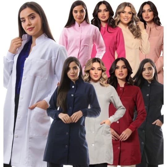 Jaleco Feminino Gola Padre Acinturado c/ Punhos Várias Cores Capri Gardenia Jalecos