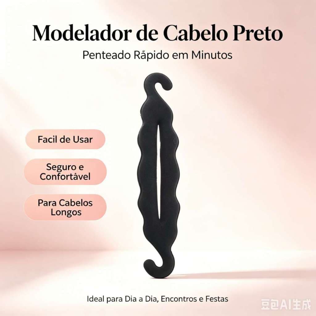 Coque preto simples, acessório de cabelo, coque mágico, coque rápido