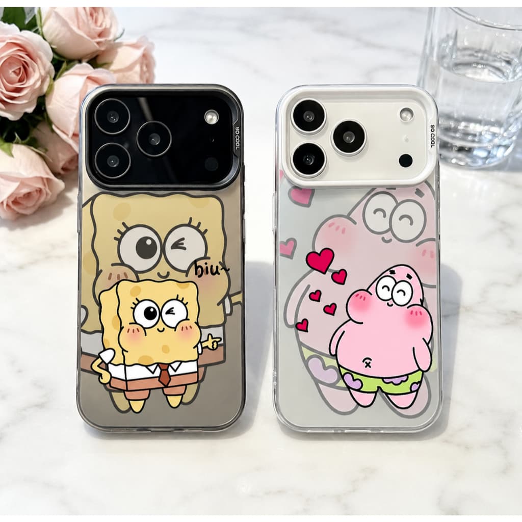 Capinha Bob Esponja Biu Capa Anti-quedas para iPhone 17 16 15 14 13 12 11 Pro Max Plus Samsung S23 24 25