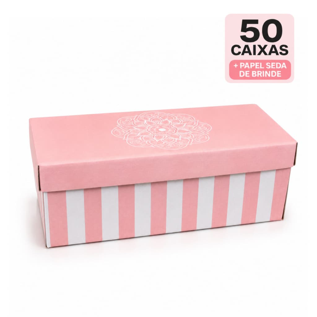 Kit 50 Caixas para Sapatos 28x13x10cm Feminino Sandálias Rasteirinhas + Papel Seda Brinde Embalagem