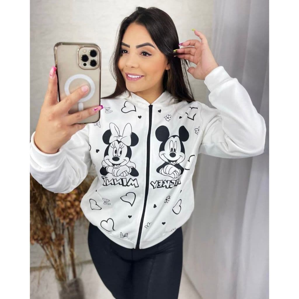 Casaco feminino adulto MINNIE MICKEY l Moletom poliester flanelado l  estampa exclusiva