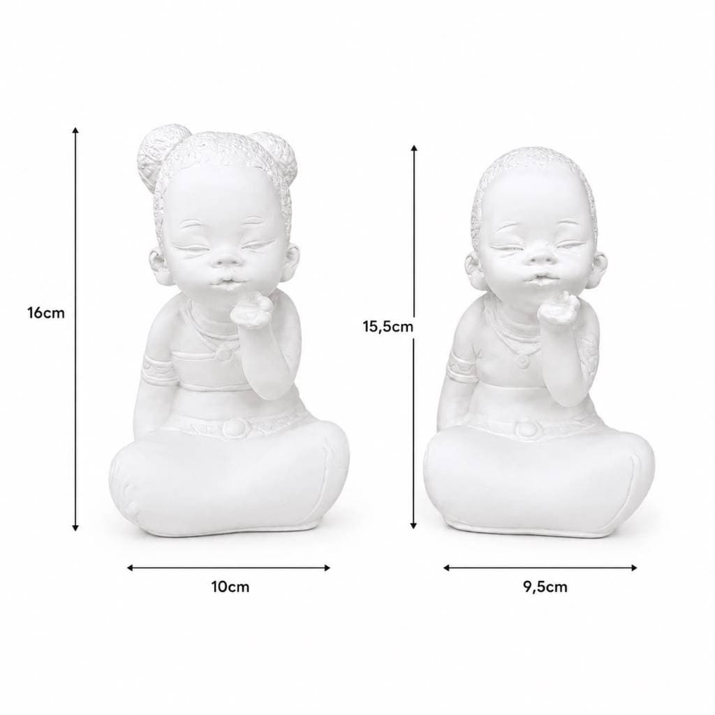 Kit 2 Erês Em Gesso Cru – Menino e Menina Para Decoração Religiosa