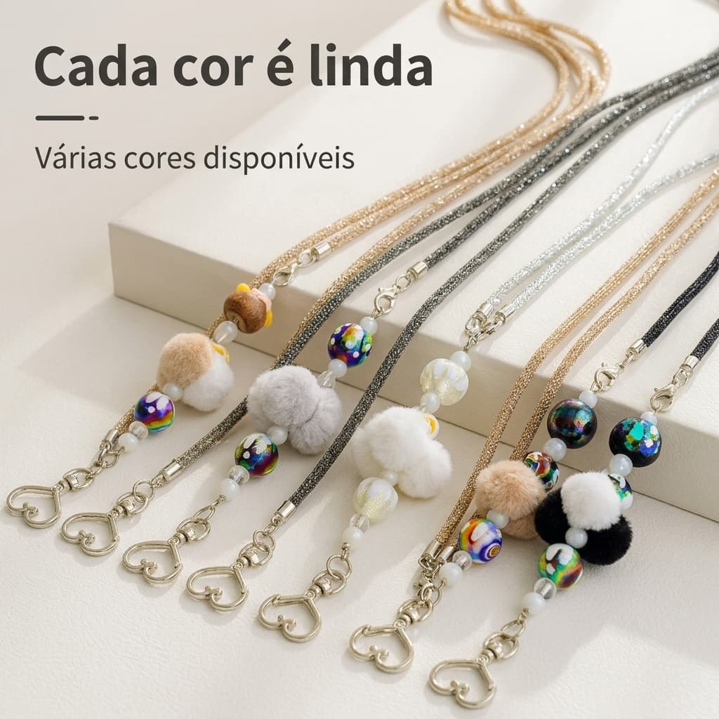 Cordinha para Celular Feminina com Strass e Pingente Fofo Alça para Celular Antiqueda Corda para Celular Longa Universal