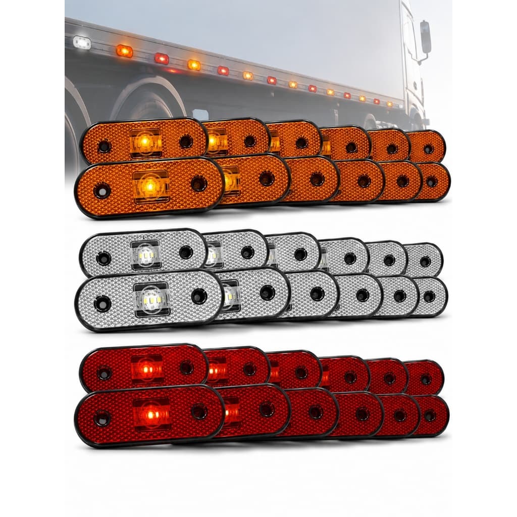 Kit com 8 Lanternas Laterais LED Modelo Facchini 3 LEDs Bivolt 12/24V