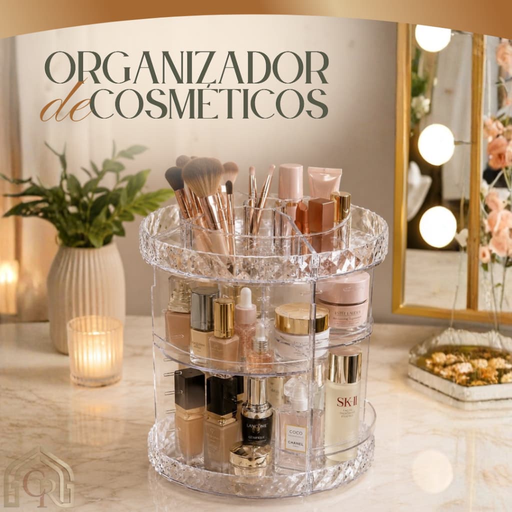 Organizador Cosméticos Giratório Porta Maquiagem Rotativo Prático Durável