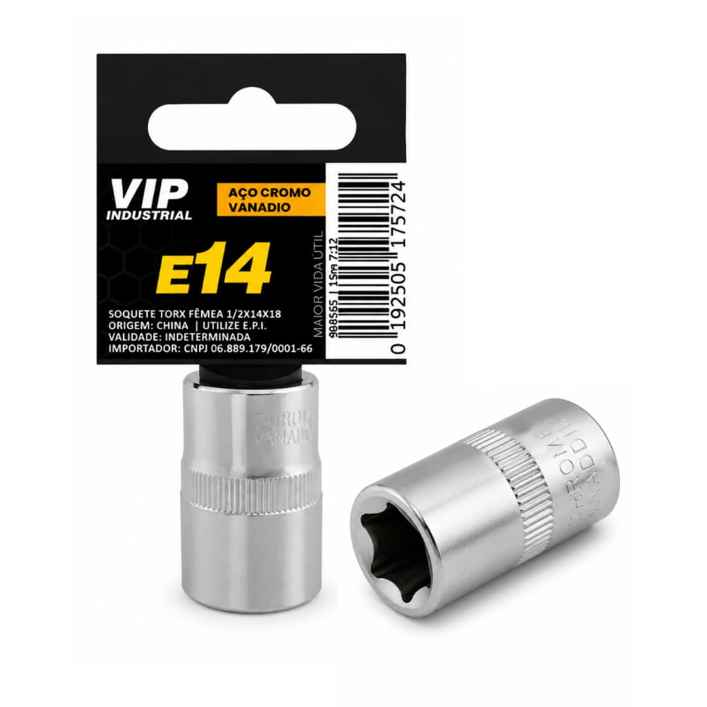 Soquete Torx Femea Curto 1/2 Hexalobular E14 Vip