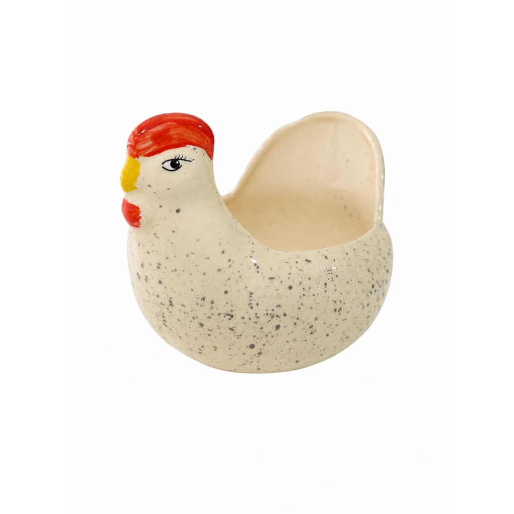 Porta Ovos Galinha em Cerâmica Artesanal 17cm – Cesta Decorativa para Ovos | Organizador de Cozinha