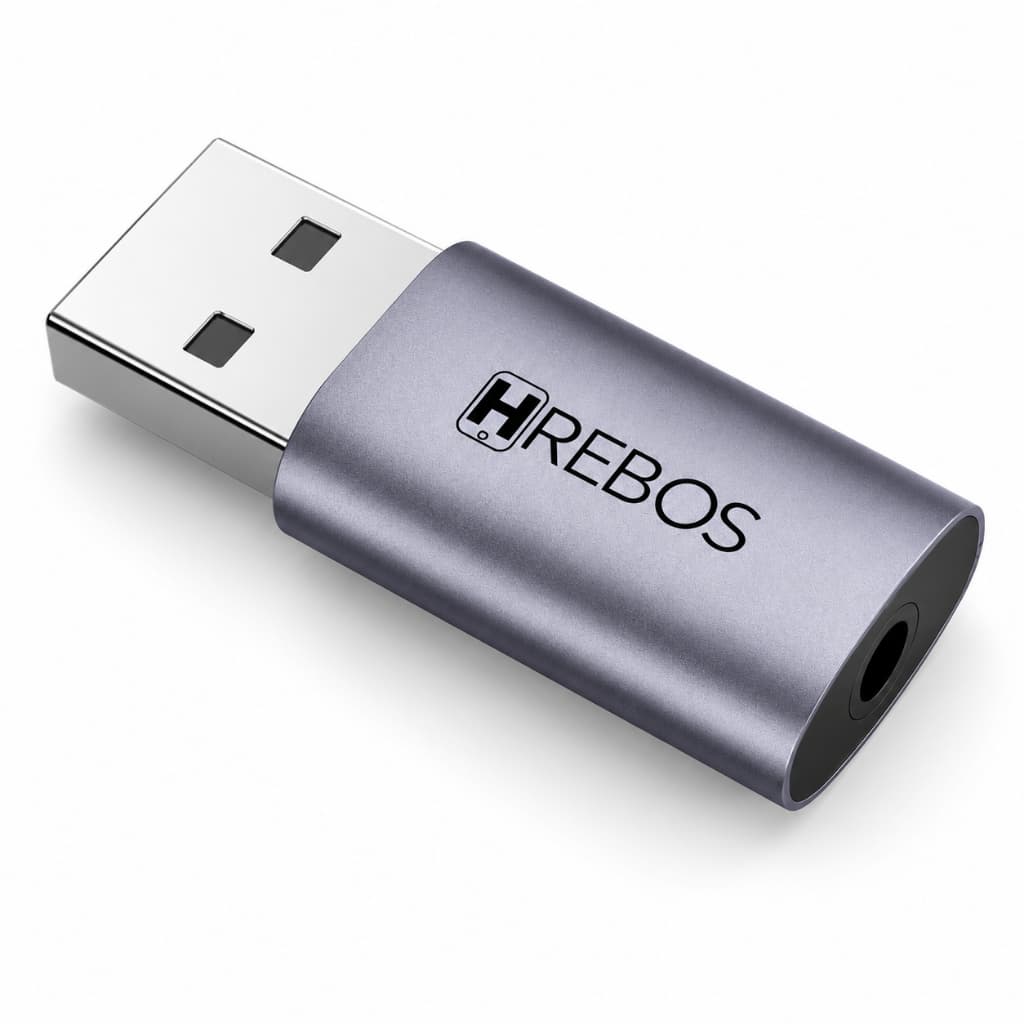 Adaptador USB Para P3 Fone Ouvido Hrebos AD-504 USB-A Macho Auxiliar P2 Audio Microfone Notebook PC