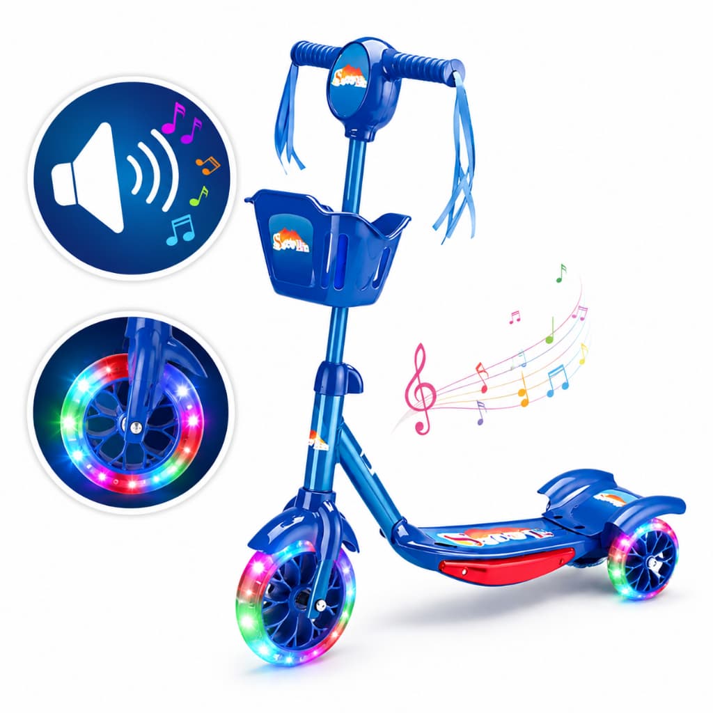 Patinete Infantil 3 Rodas Com Som Luz Musical Menino Menina Presente Perfeito Criança Acima De 3 ano