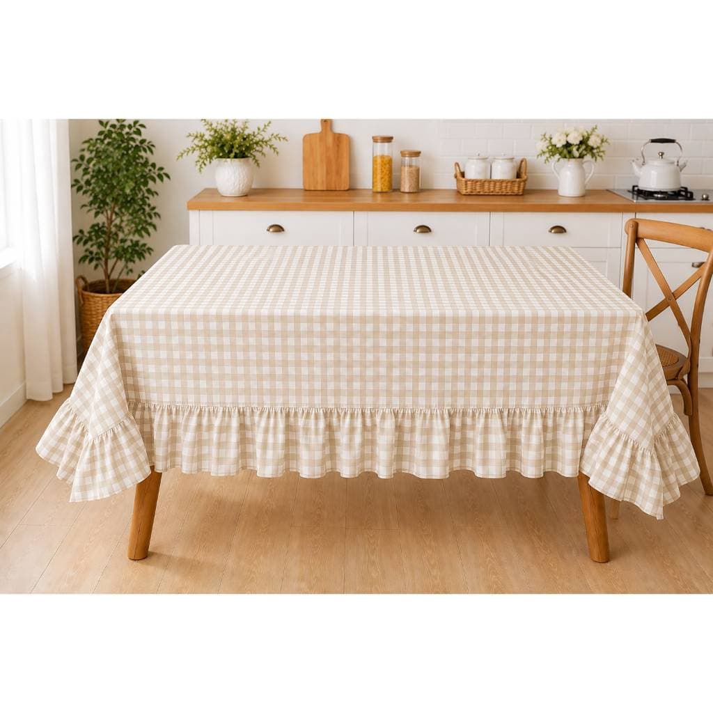 Toalha De Mesa Farm Xadrez 4, 6, 8, 10 E 12 Lugares Fio Tinto Festas Buffet