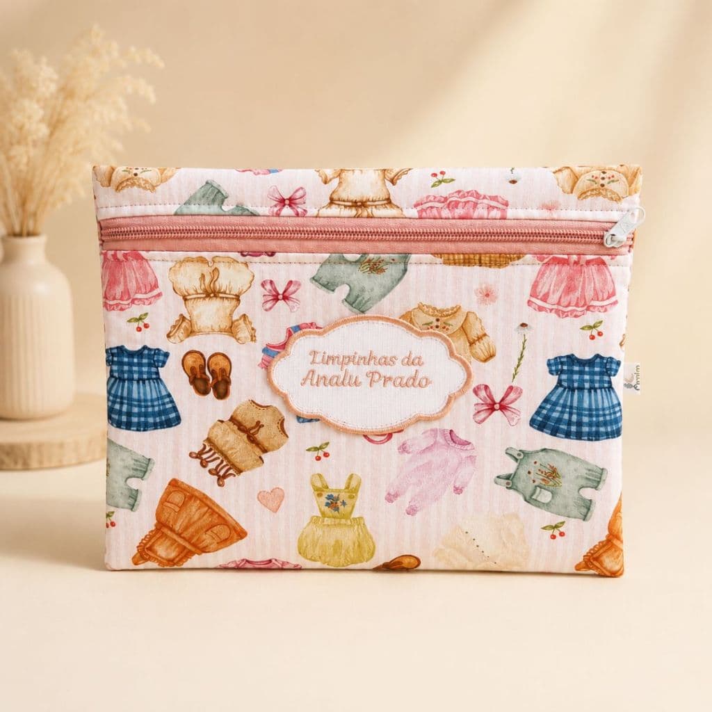 Necessaire sujinhas e limpinhas- dupla- creche- viagem- escola- menina- personalizada- com nome