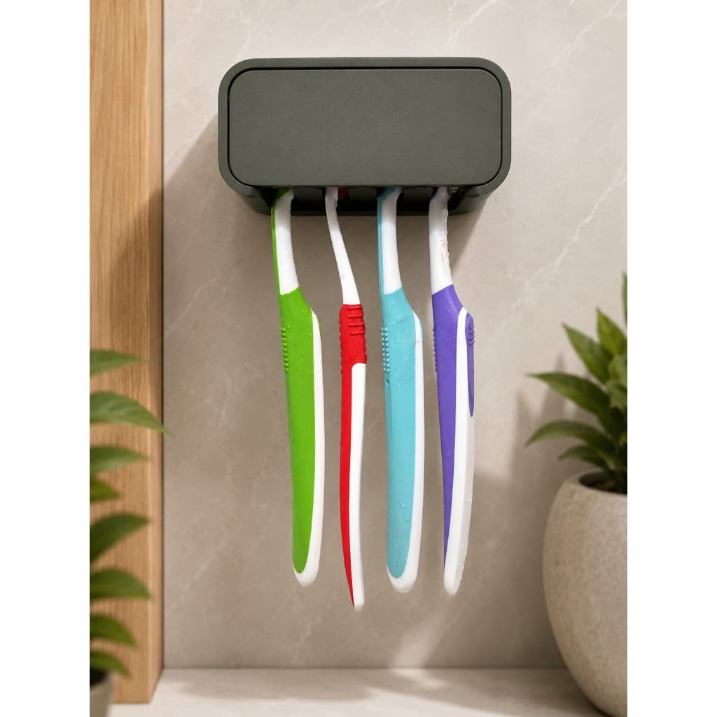 Suporte para Escova de Dentes de Parede com Tampa | Porta Escovas para 4 Escovas