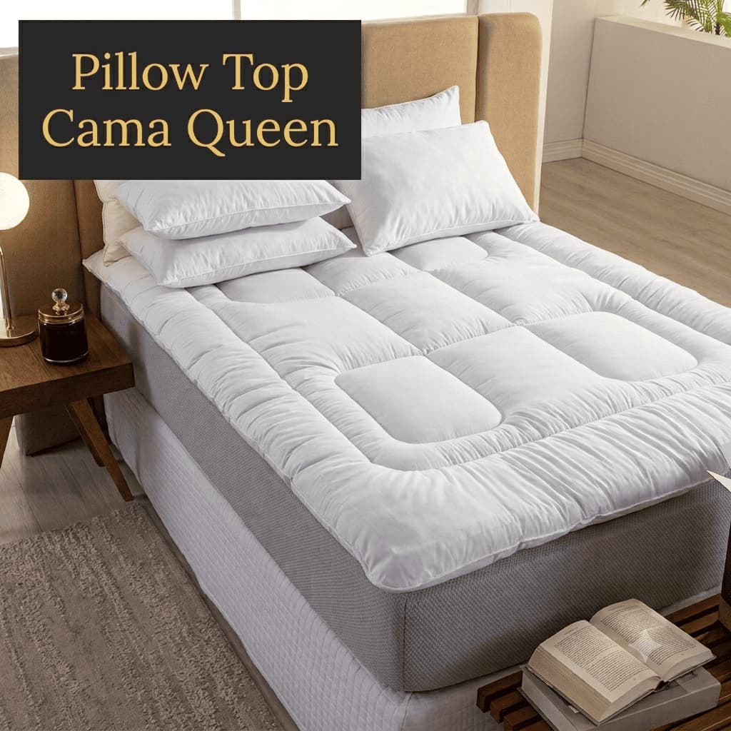 Pillow Top Queen Micro Percal Siliconado 600g Matelado Elástico Ajustável Toque Macio Sedoso