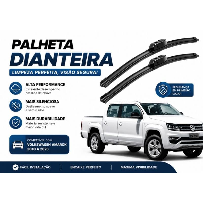 Jogo de Palhetas Limpador de Parabrisa Dianteiro do  Volkswagen Amarok 2010 até 2013