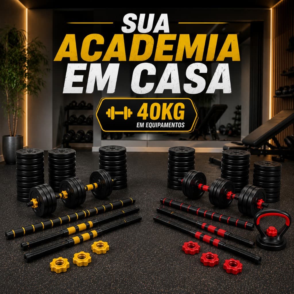 Kit Halteres Canadá x Holanda 40kg Ajustável 6 em 1 + 3 em 1 Ahead Sports