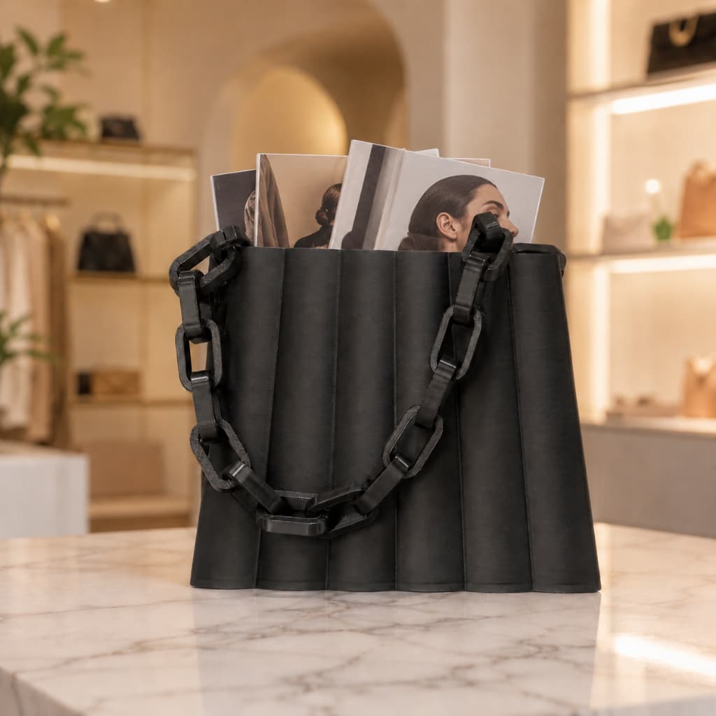 Bolsa decorativa com corrente / Porta revistas estilo bolsa /