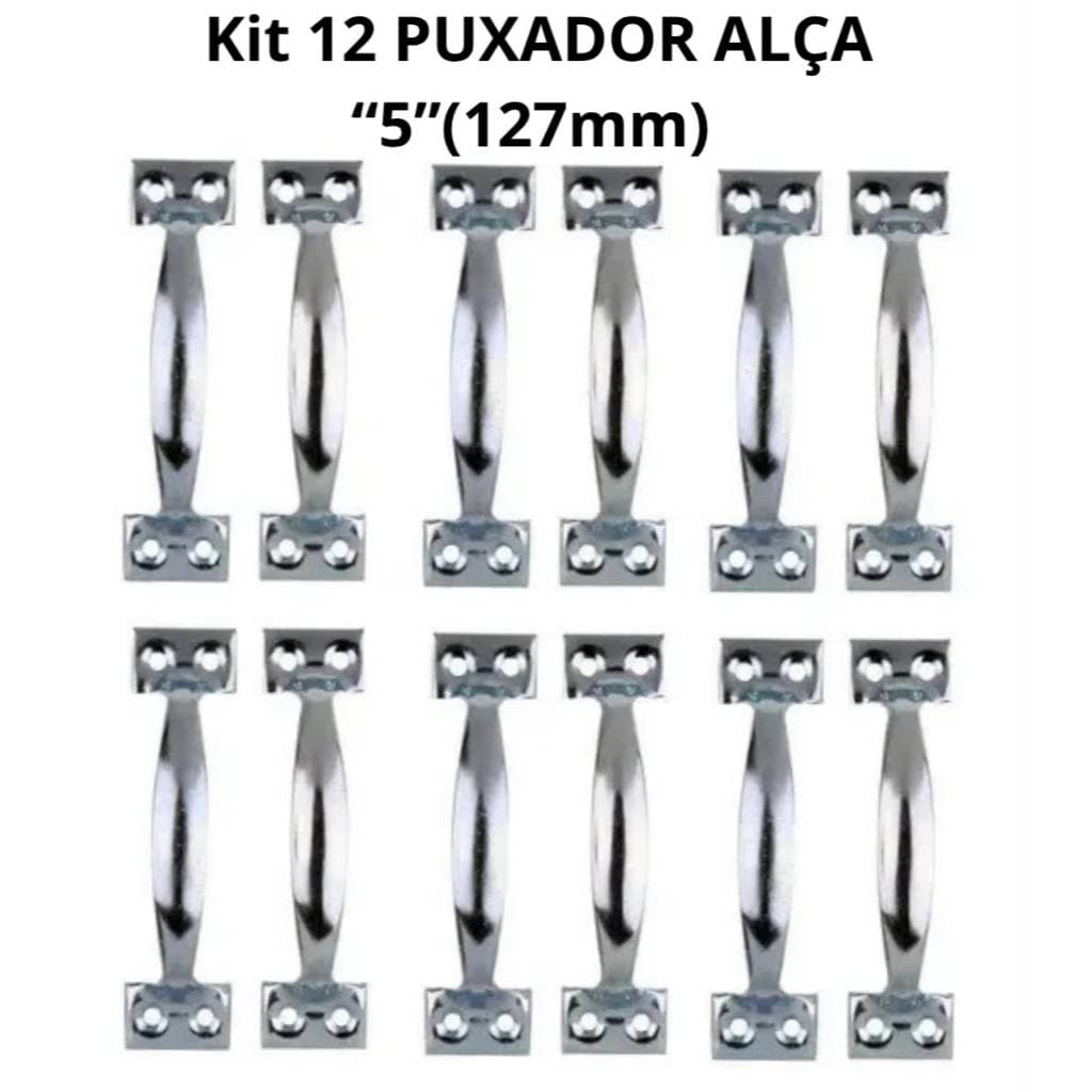 Kit 12 Puxador Alça Starfer 5'' (127mm) Resistente Ideal p/ Móveis em Geral Aderência Confortável SB