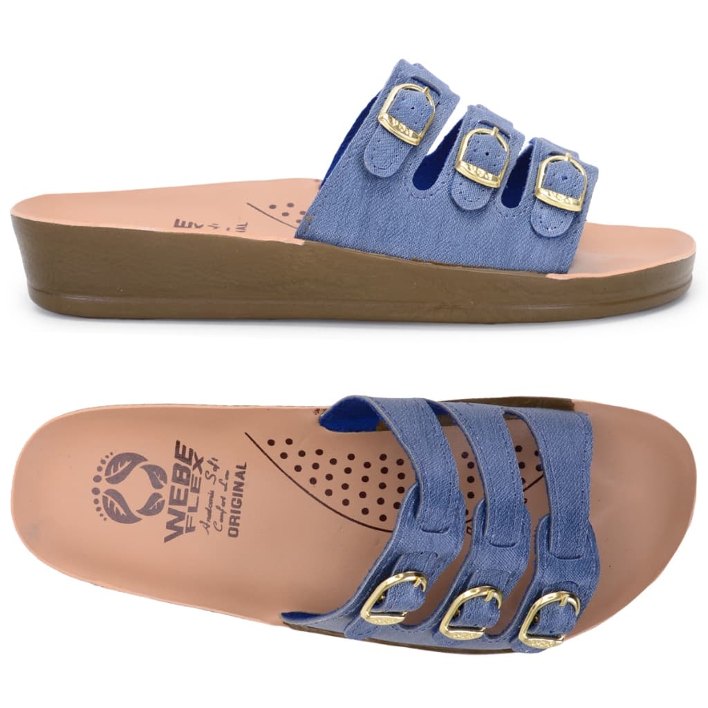 Chinelo Ortopédico Feminino WebeFlex Sandália Macia Leve e Confortável Sandália Birken Várias Cores 3 Fivelas Ajustáveis