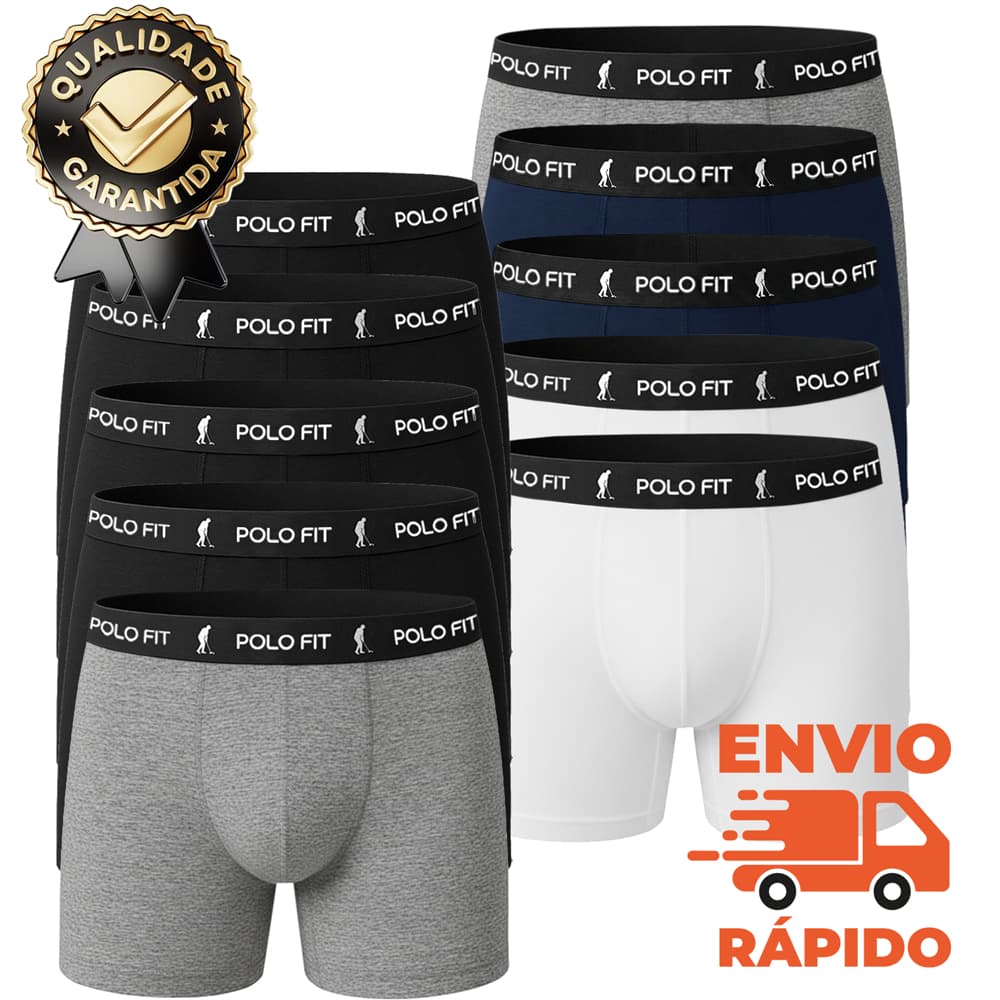 Kit 10 Cuecas Boxer Box Masculina Algodão Atacado Cotton Adulto Confortável Polo Fit