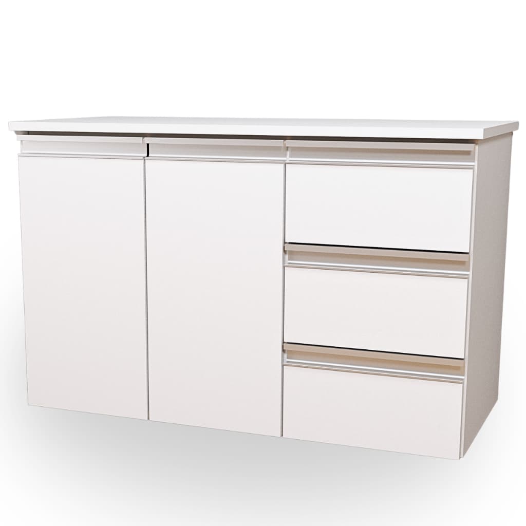 Gabinete Banheiro 80cm MDF Branco Balcão com Tampo de Apoio Armário Com e Sem Fundo