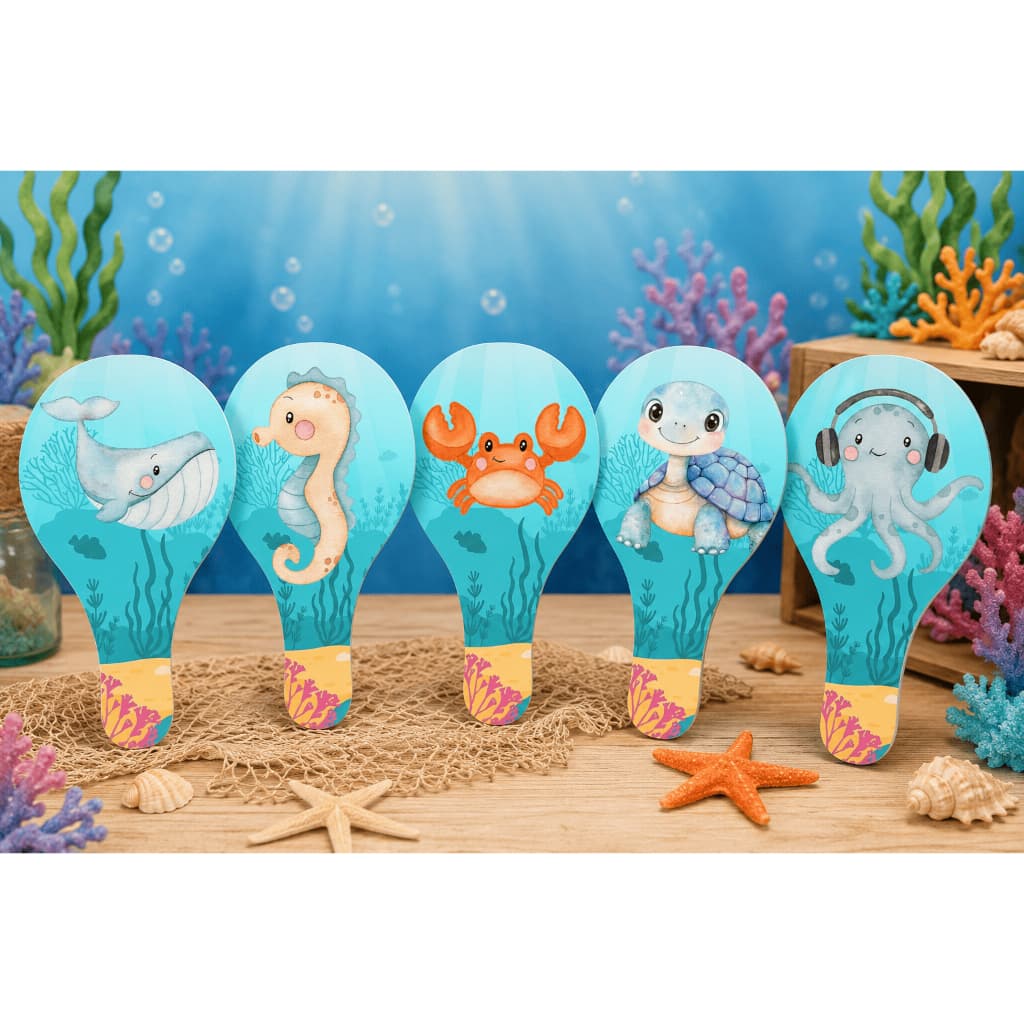 Raquete PING PONG Fundo do Mar KIT com 10/20/30 festa