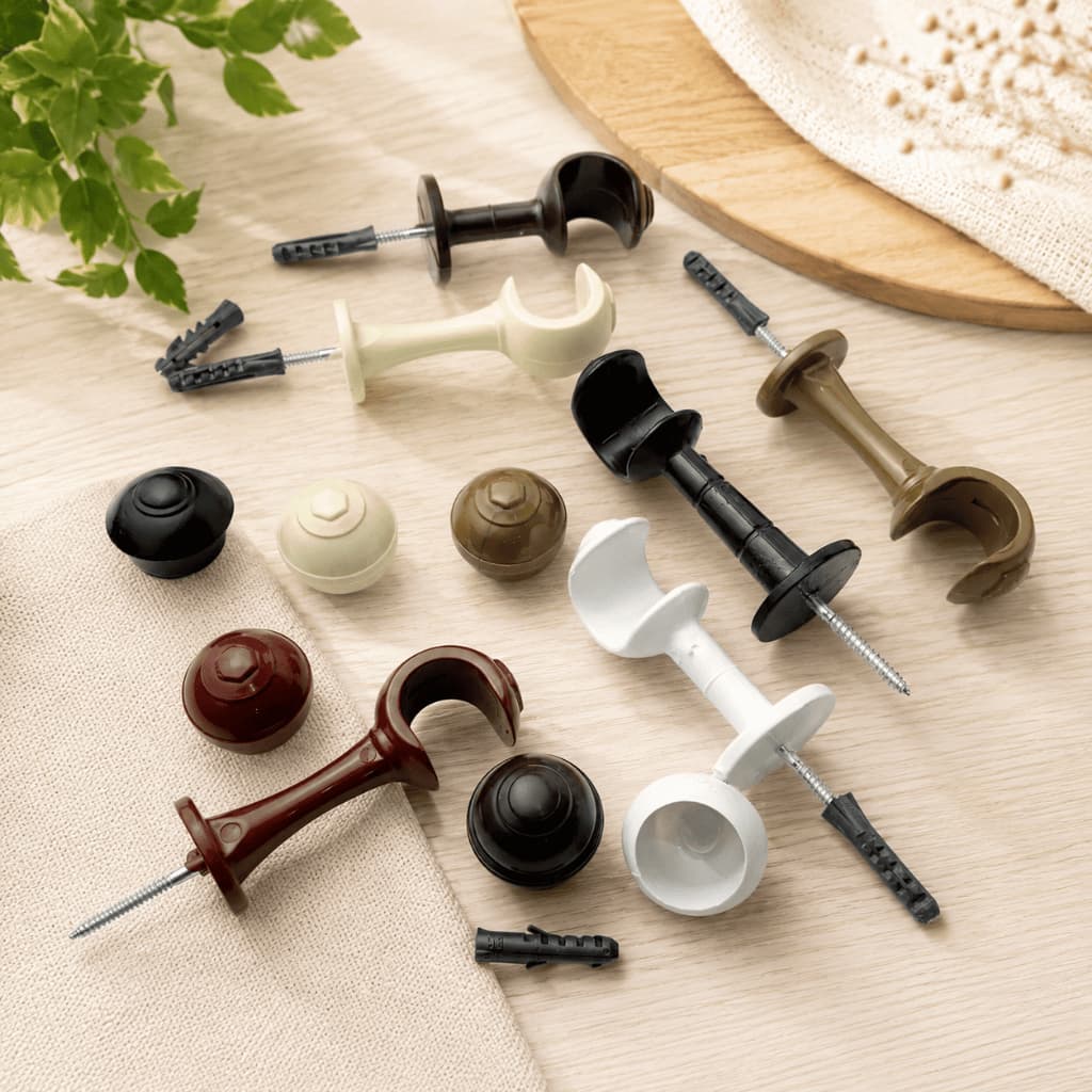 Par Suporte Para Varão Cortina Simples 28mm Com Ponteiras PVC Completo Para Instalação Várias Cores