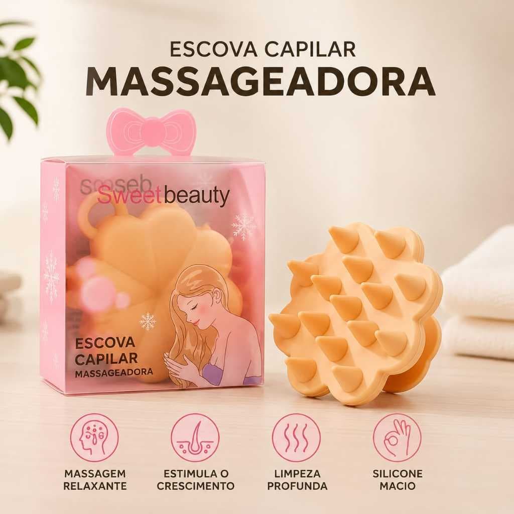 Escova Massageadora Capilar de Silicone para Limpeza Profunda e Relaxamento do Couro Cabeludo
