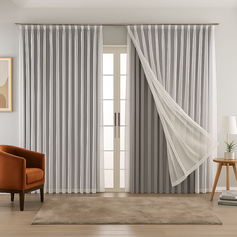 Cortina Forro com Voil 4,0 x 2,50 Micropercal Otimo Caimento Sala e Quarto