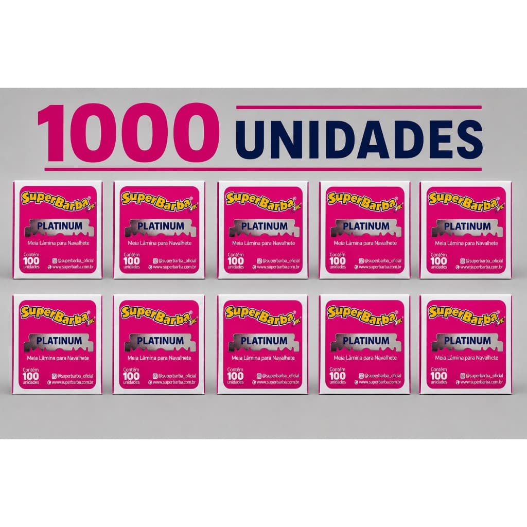 10 Cartelas Lâmina De Barbear Platinum Inox Barba Super Barba 1000 Meia lamina
