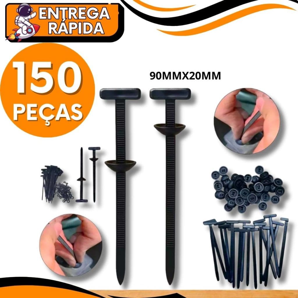 Kit JOGO 150 Abraçadeira Plásticas Nylon Fixador com Trava Carro Moto Universal