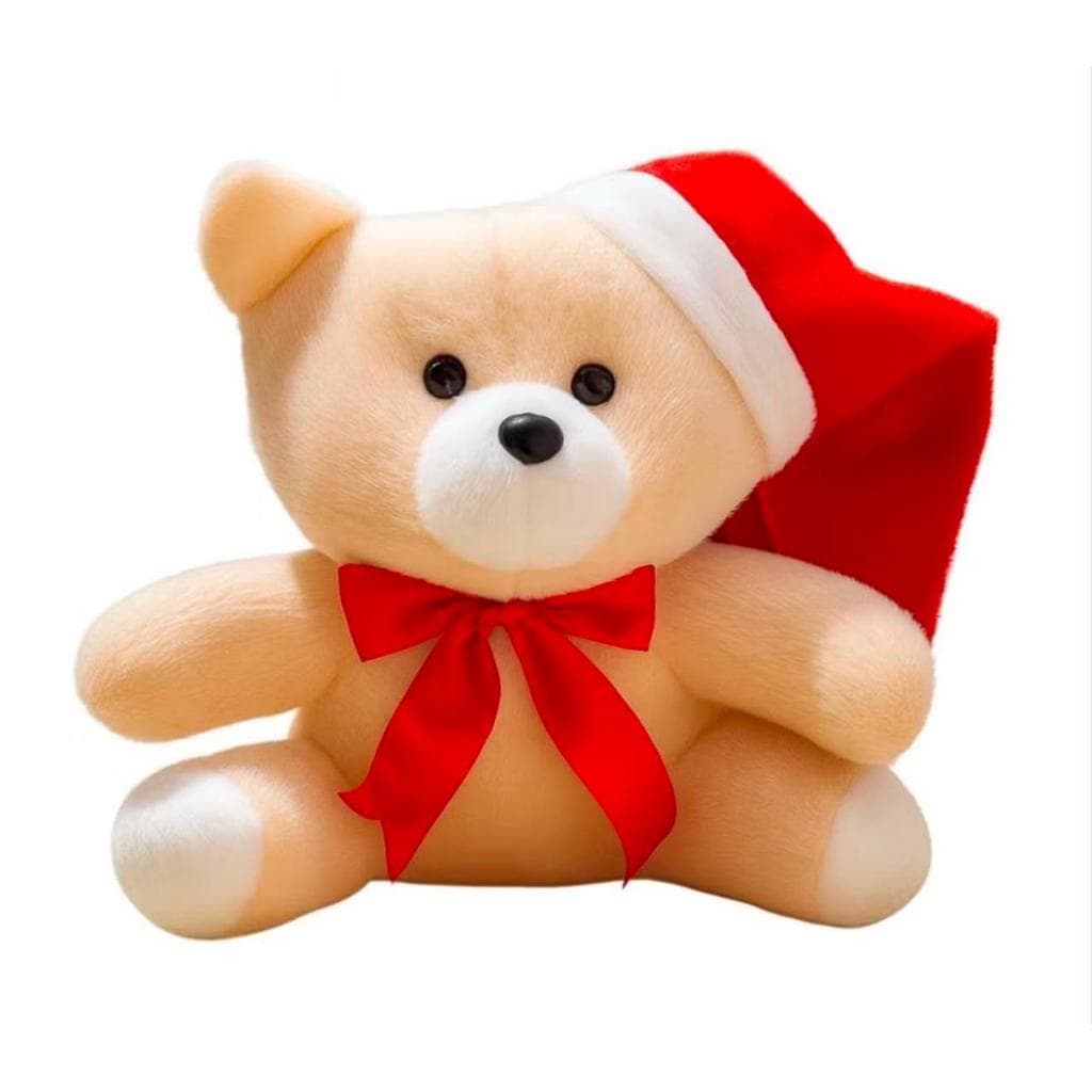 Kit 2 Urso de Pelúcia de Natal Com Gorro 20cm Decorativo- Presente de Natal