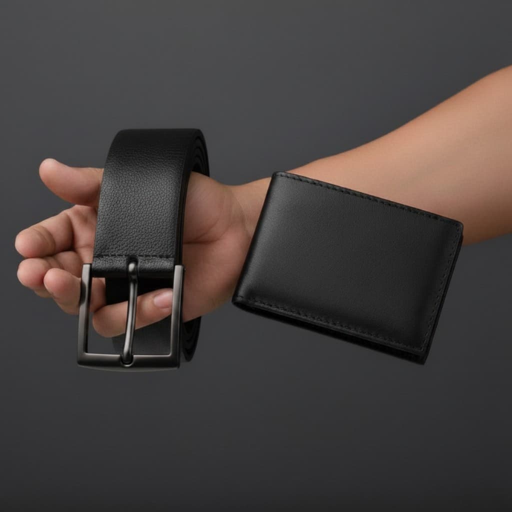 Kit Cinto Masculino + Carteira Masculina Lisa Slim Porta cartão Masculino Cinto 120CM
