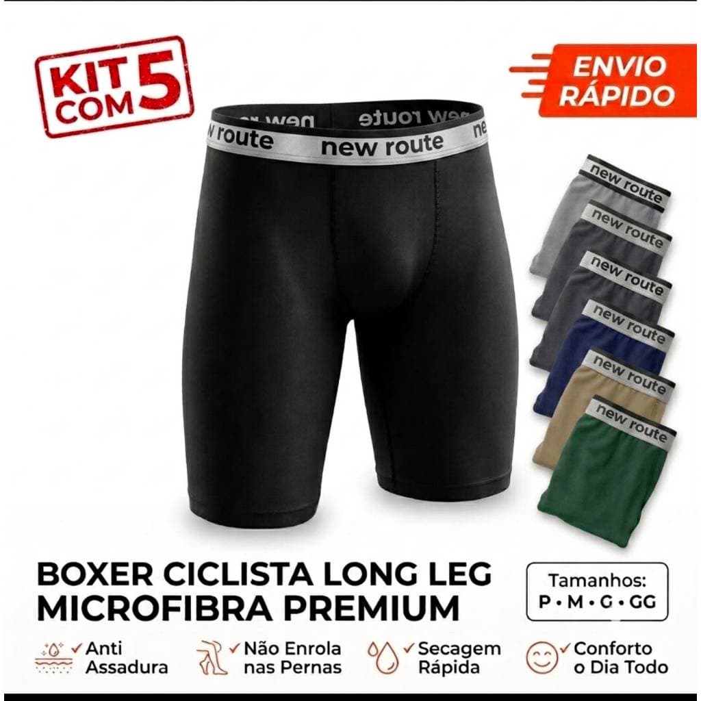 Kit com 5 - Cueca Ciclista - Masculino Liso