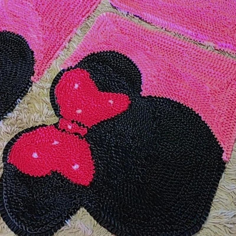 Tapetes jogo de cozinha 3 peças rosa, Minnie quarto sala tapetes de frufru com antiderrapante