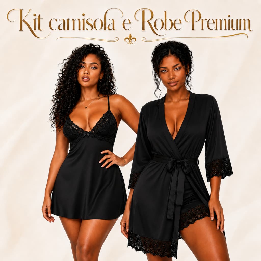 KIT ROBE MAIS CAMISOLA SENSUAL CONFORTO PARA DORMIR LUA DE MEL