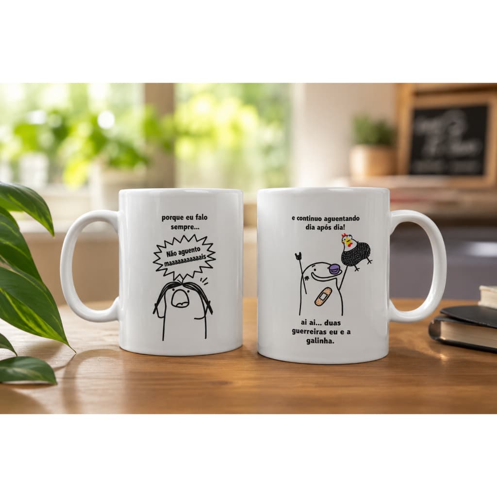 Caneca de Porcelana 325ml Engraçada Galinha D'Angola Presente Criativo Estampa Divertida Alta Qualidade