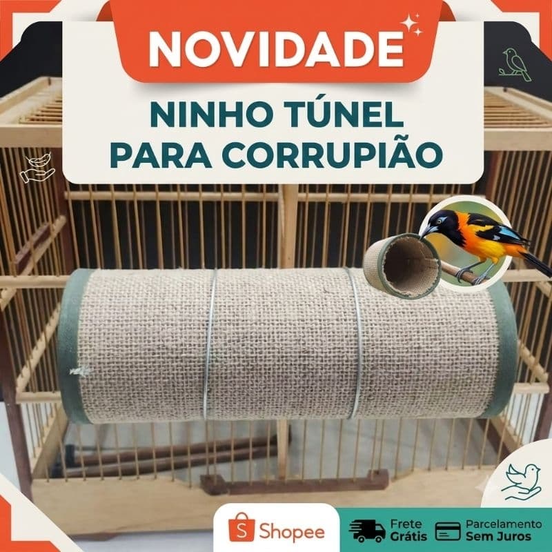 Ninho para CORRUPIÃO túnel de tela de juta com suporte e acabamento  especial