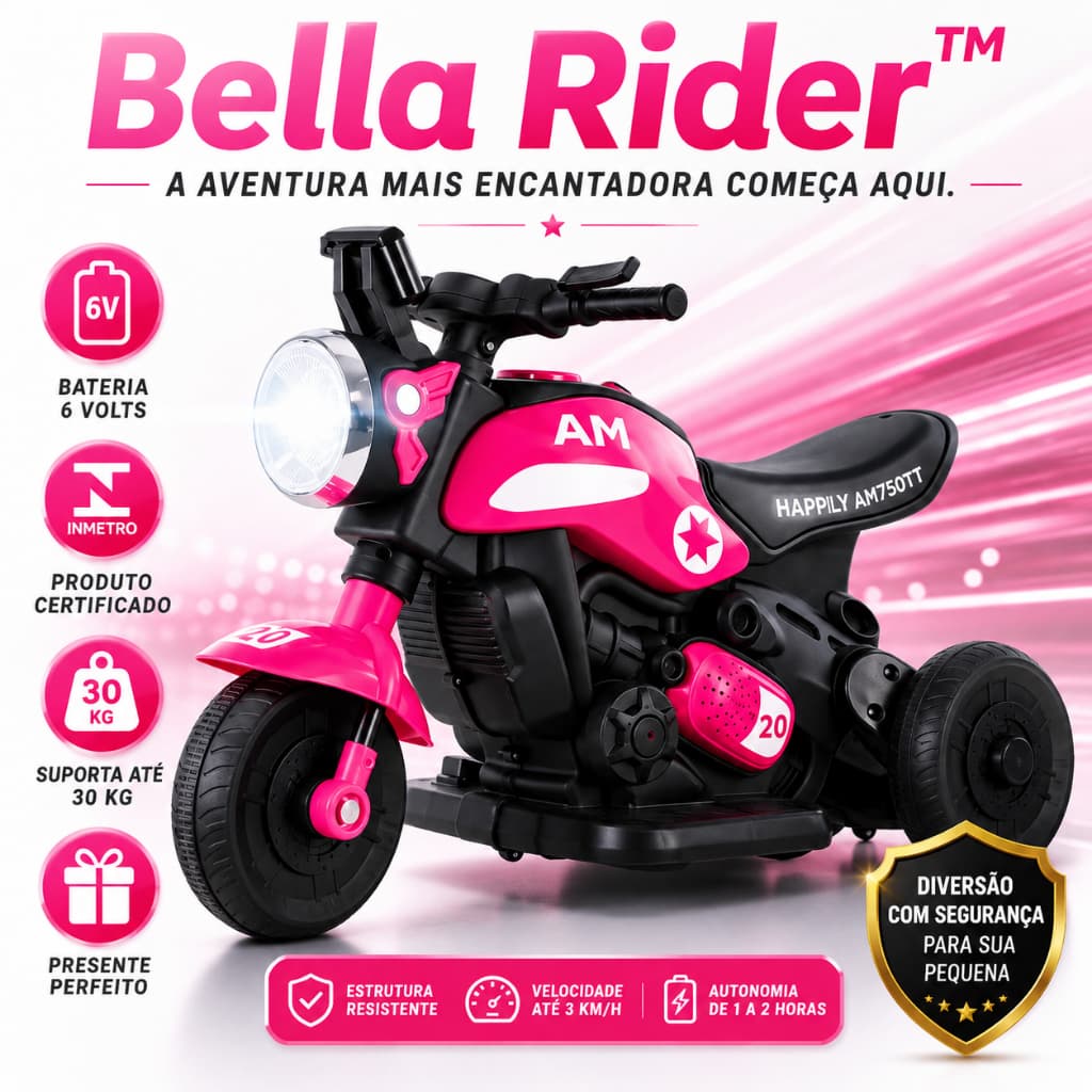 Mini Moto Elétrica Motinha Triciclo Infantil Rosa Bateria Recarregável Brinquedo Seguro Divertido