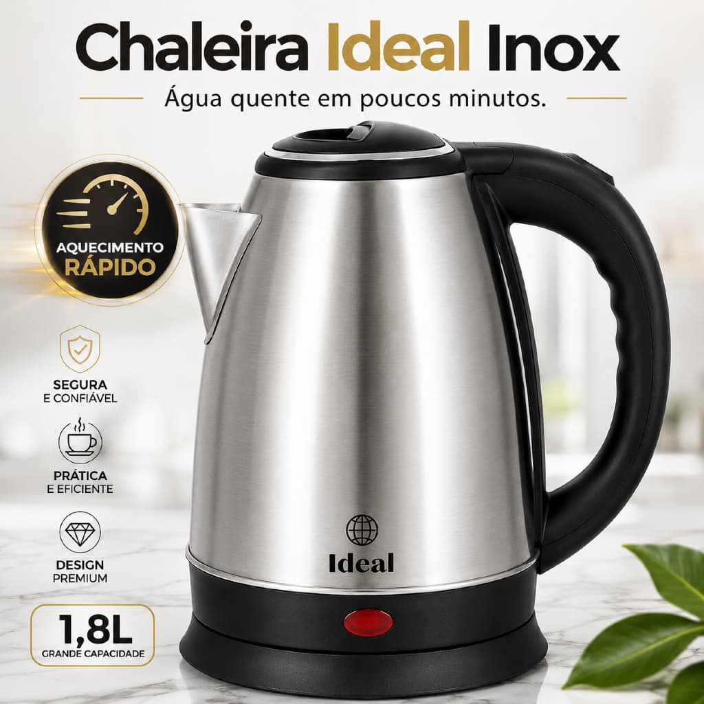 Chaleira Elétrica 2L Jarra Café Inox Térmica Cozinha 127V 1500W