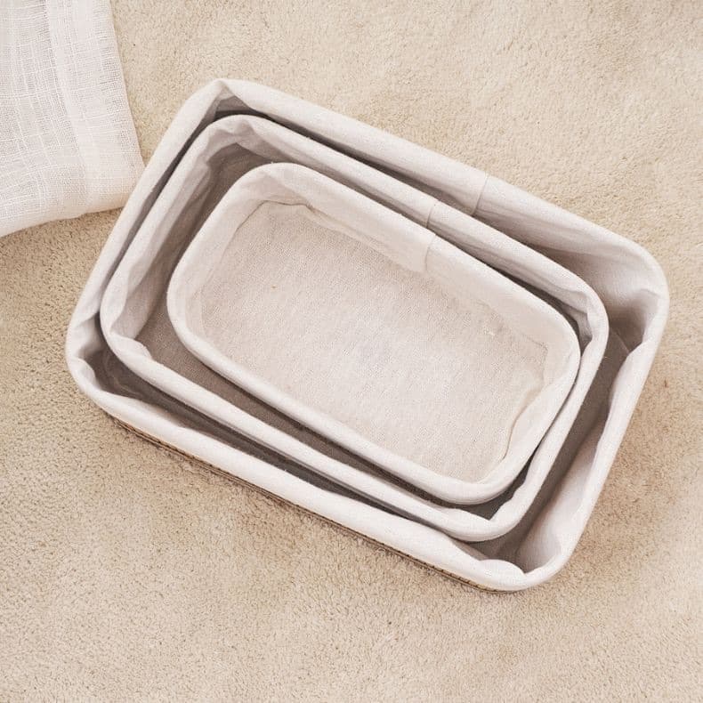Kit 3 Cestos Organizadores de Bambu Multiuso com Forro Removível – Decoração para Cozinha, Banheiro e Quarto