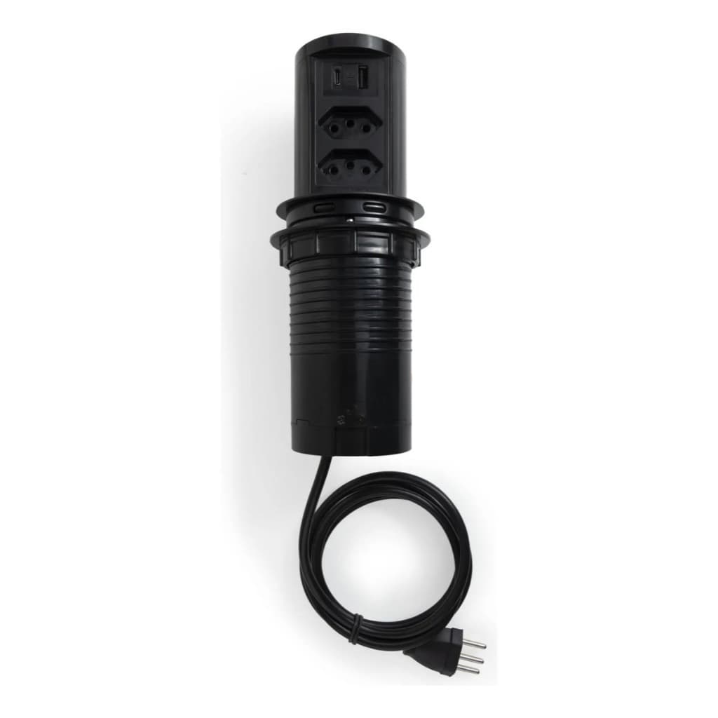 Torre Multiplug 2 Tomadas Elétricas + 2usb (a+c) 20a Preta
