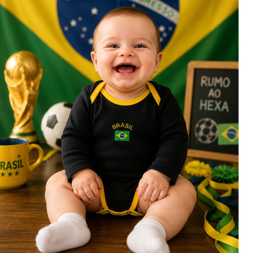Body Bebê Manga Longa Brasil Menino Menina RN ao 1 Preto