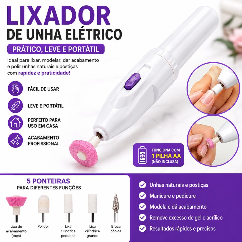 Lixador de Unha Elétrico Profissional | Manicure e Pedicure