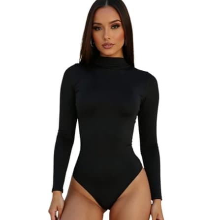 Body Feminino Manga Longa Gola Alta Cacharrel Suplex Premium Segunda Pele Inverno Tamanho Único